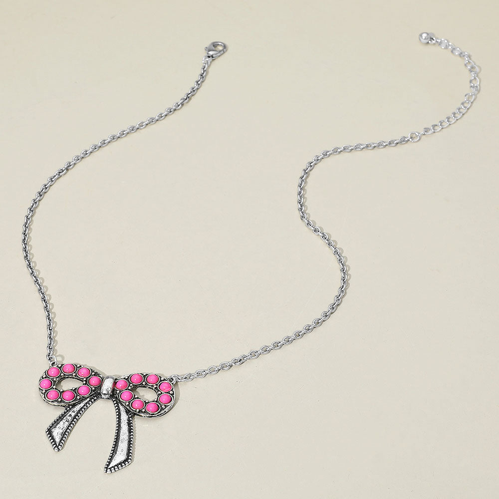 Silver Frontier Bow Keepsake Necklace