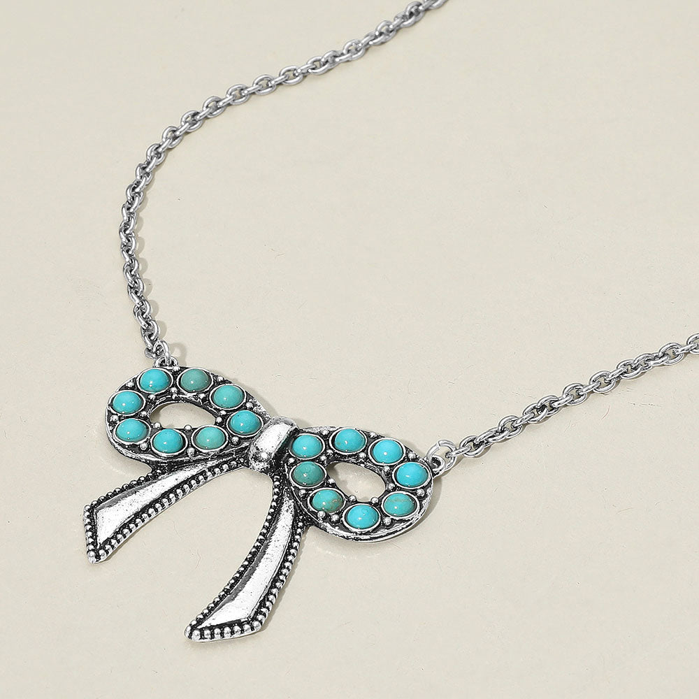 Silver Frontier Bow Keepsake Necklace