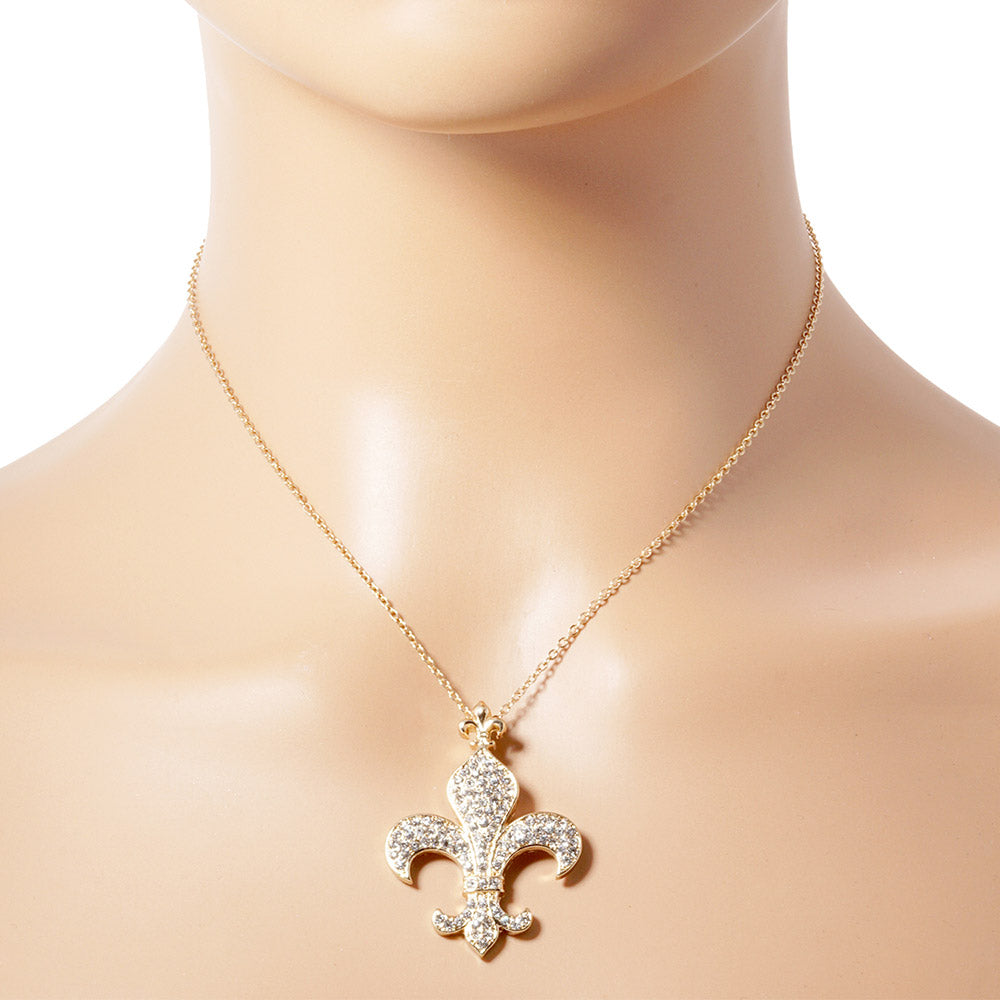 Fleur de Lis Rhinestone Necklace