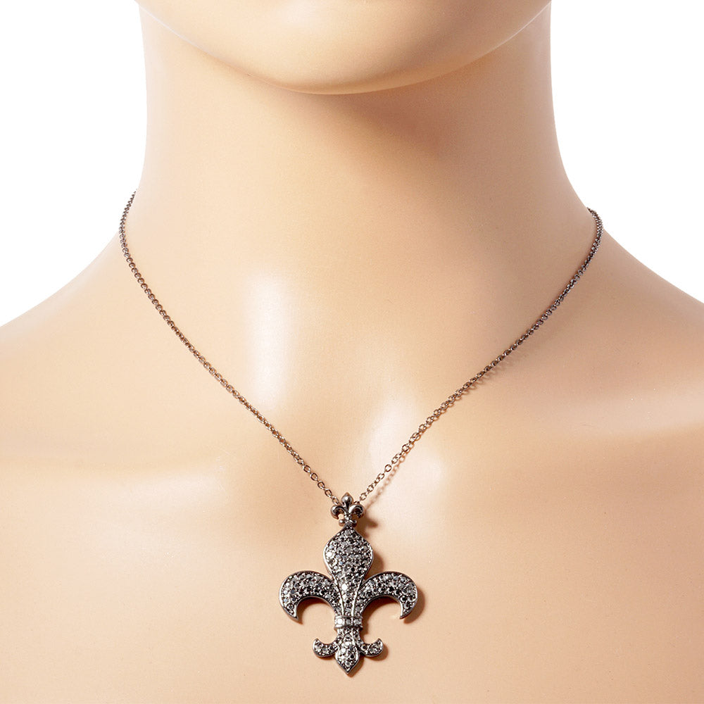 Fleur de Lis Rhinestone Necklace