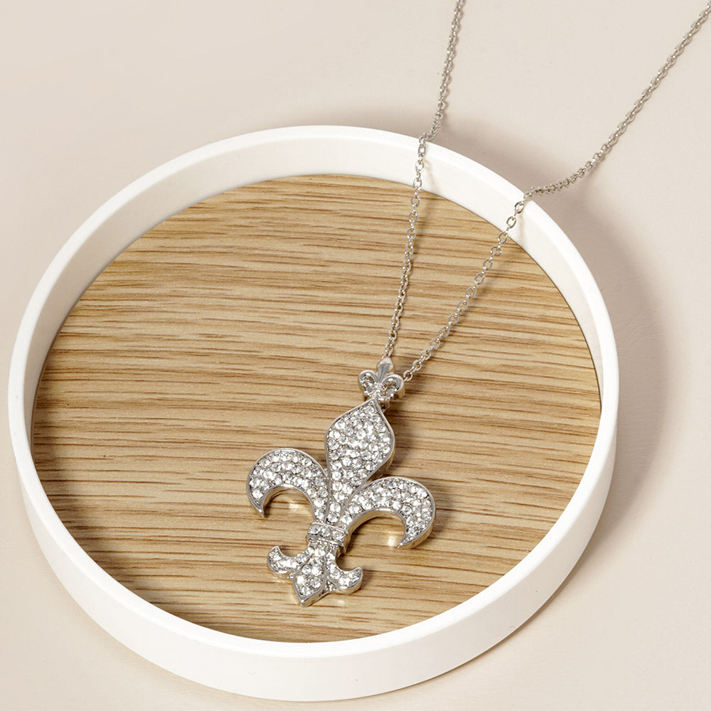 Fleur de Lis Rhinestone Necklace