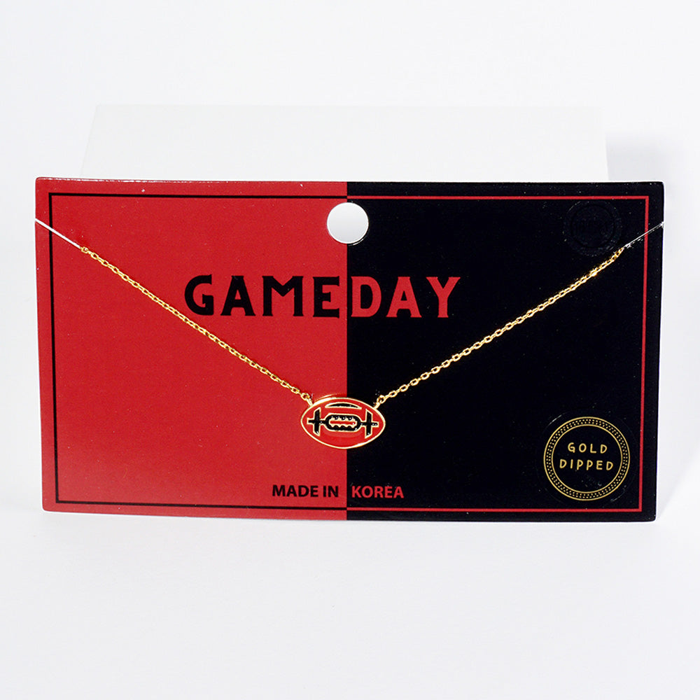 GAMEDAY 18K Gold Dipped Enamel Garnet Black Team Necklace