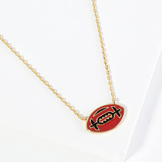 GAMEDAY 18K Gold Dipped Enamel Garnet Black Team Necklace
