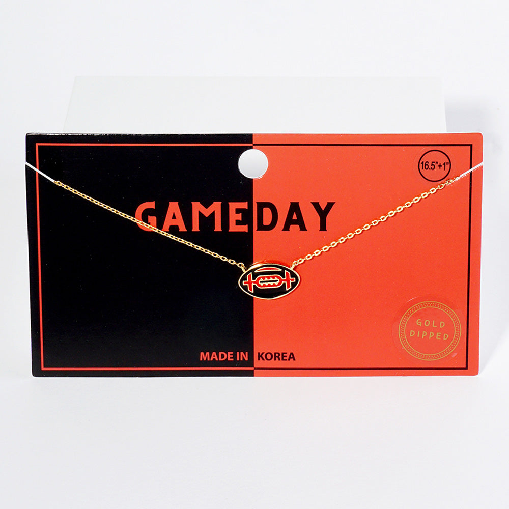 GAMEDAY 18K Gold Dipped Enamel Red Black Team Necklace