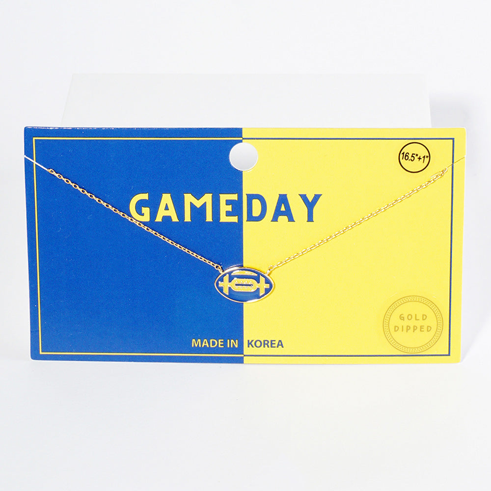 GAMEDAY 18K Gold Dipped Enamel Blue Yellow Team Necklace