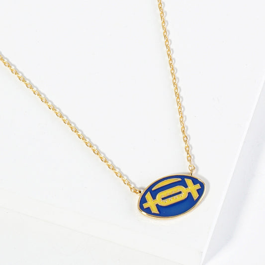 GAMEDAY 18K Gold Dipped Enamel Blue Yellow Team Necklace