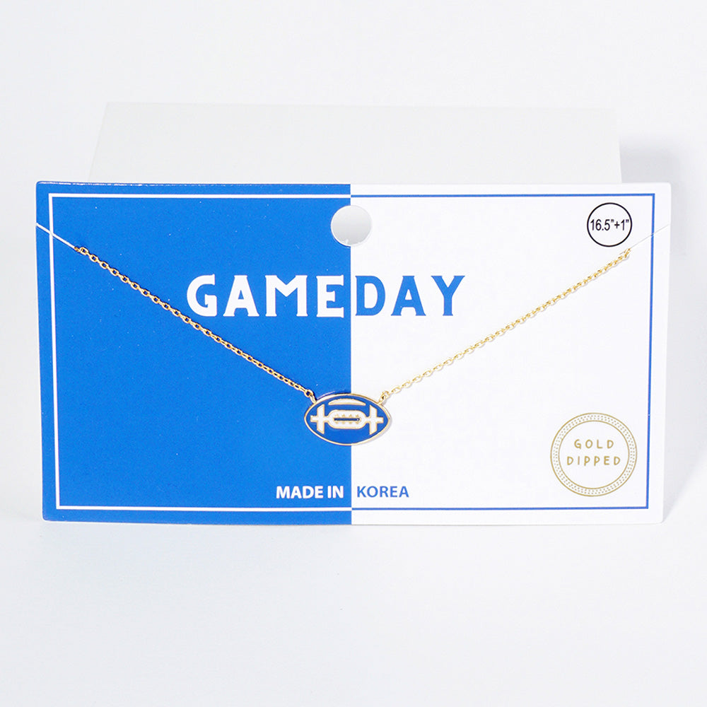 GAMEDAY 18K Gold Dipped Enamel Blue White Team Necklace