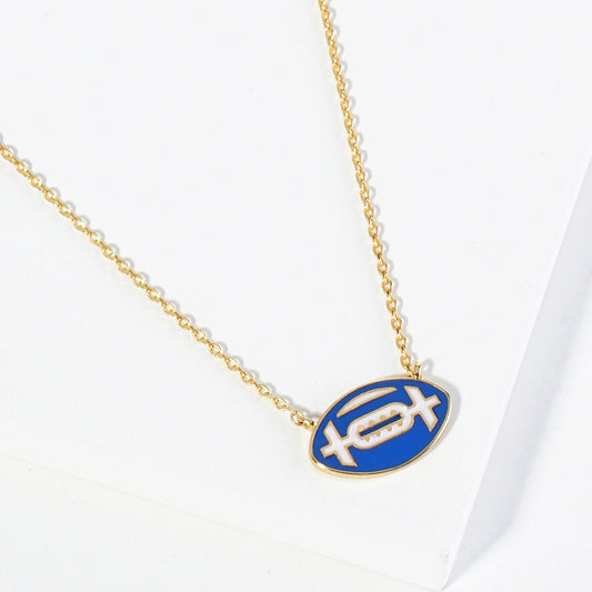 GAMEDAY 18K Gold Dipped Enamel Blue White Team Necklace