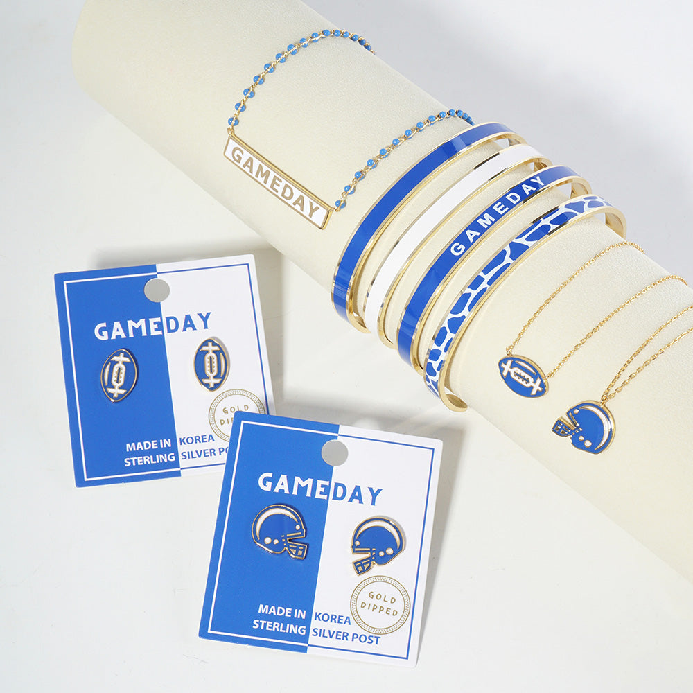 GAMEDAY 18K Gold Dipped Enamel Blue White Team Necklace