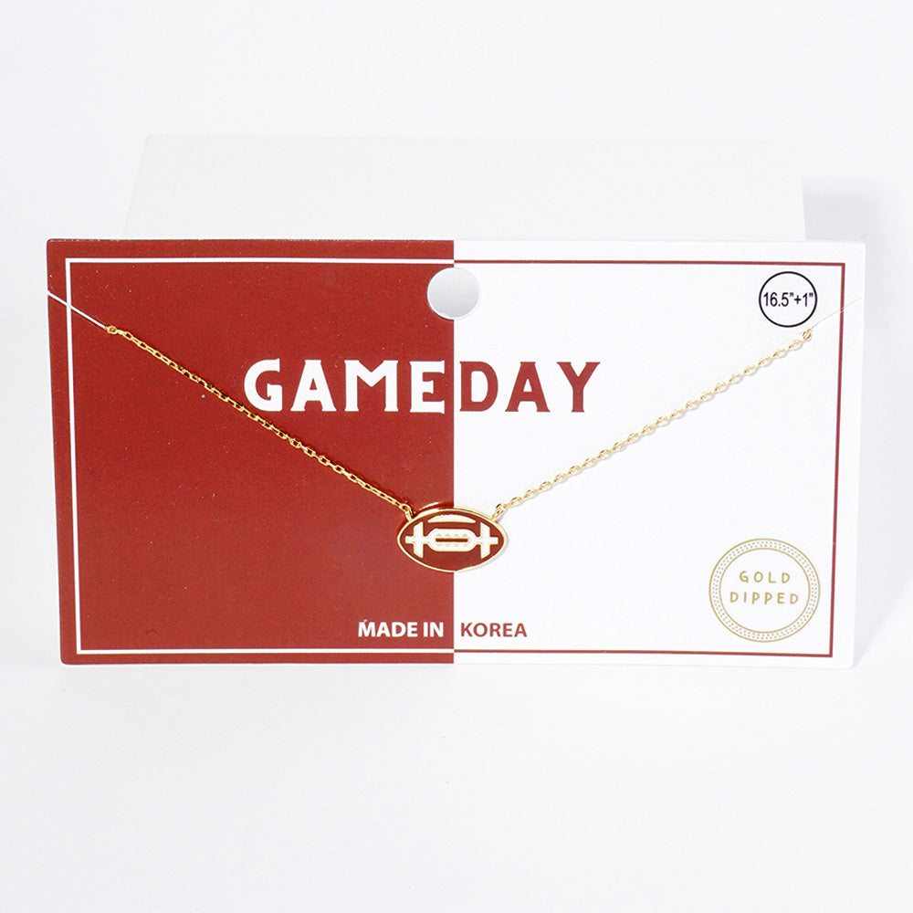 GAMEDAY 18K Gold Dipped Enamel Crimson White Team Necklace
