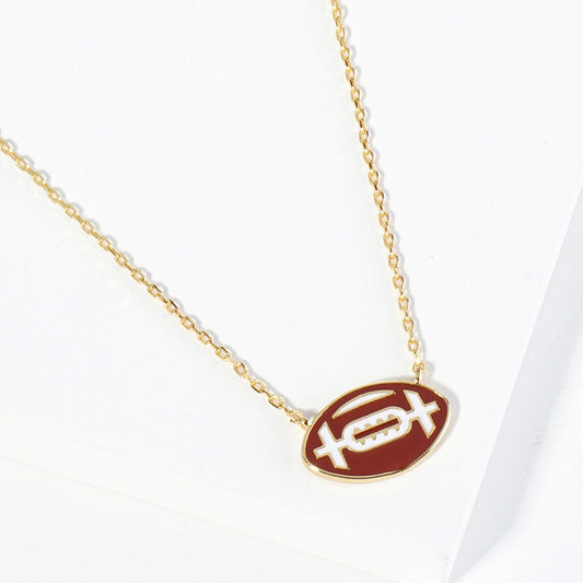 GAMEDAY 18K Gold Dipped Enamel Crimson White Team Necklace