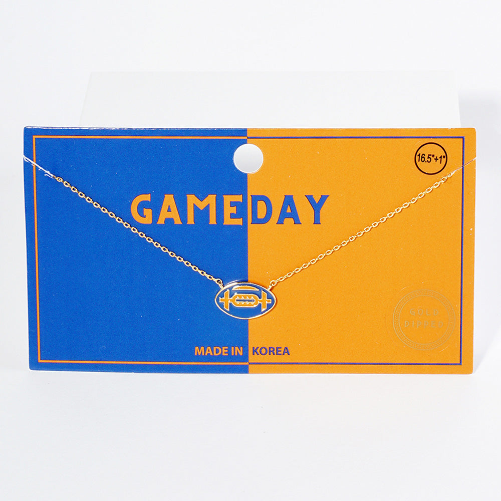 GAMEDAY 18K Gold Dipped Enamel Orange Blue Team Necklace