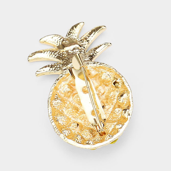 Rhinestone Embellished Pineapple Pin Brooch