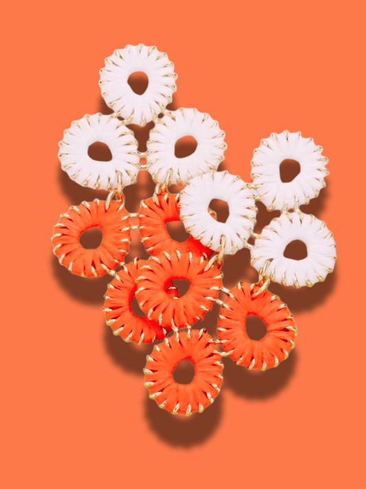 Tennessee Vols Raffia Disc Wrapped Football Earrings