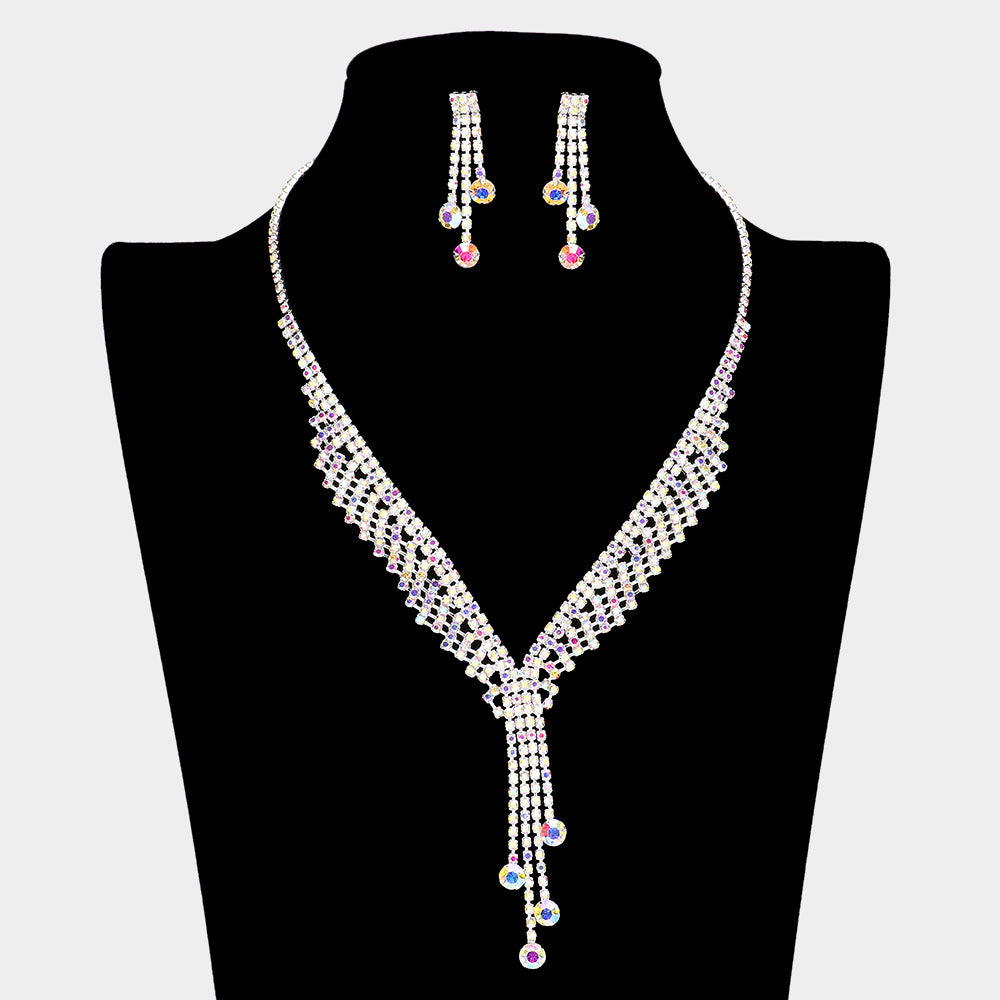 Alliana Rhinestone Sparkle Bridal Necklace Earrings SET
