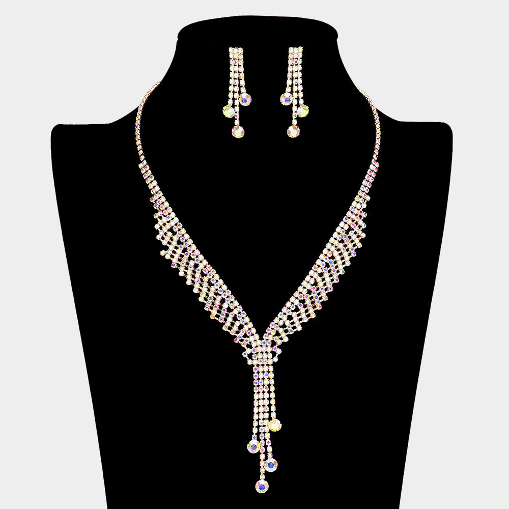Alliana Rhinestone Sparkle Bridal Necklace Earrings SET
