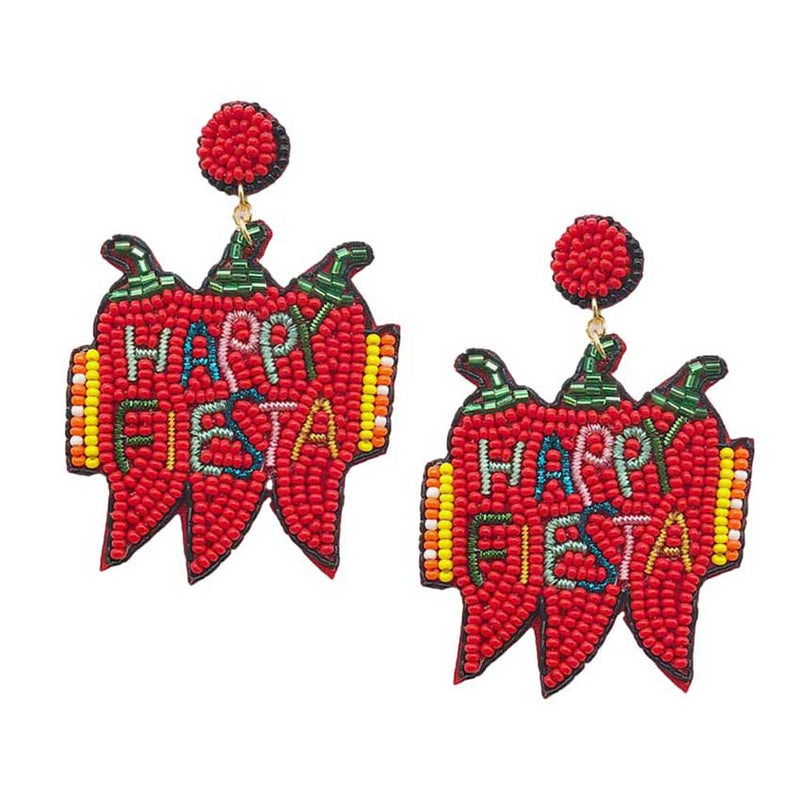 Mexican Festival Fiesta Chili Pepper Seed Bead Earrings