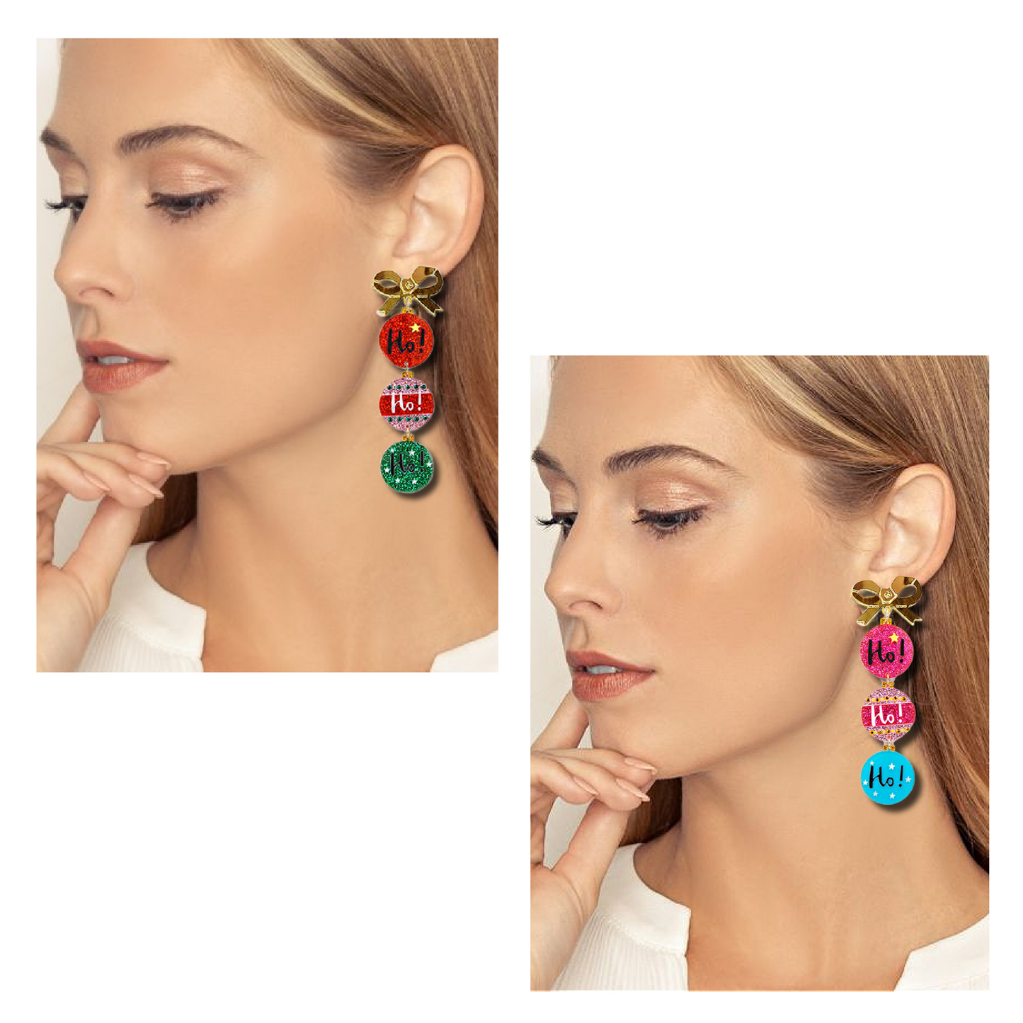 Christmas Ornament Glitter Sparkle Holiday Dangle Earrings