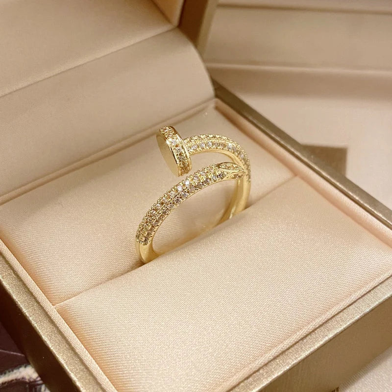 CZ Sparkle Gold Nail Wrap Ring
