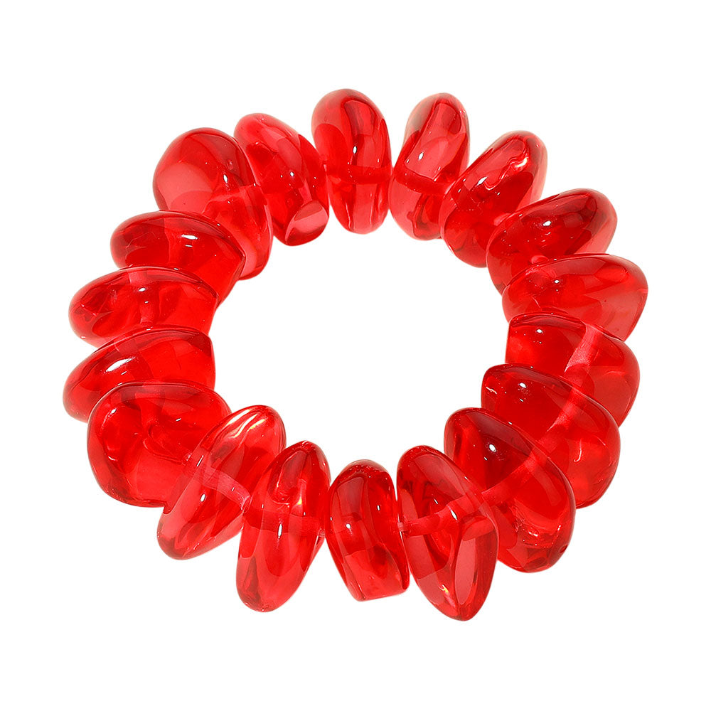 Red Pebble Beaded Statement Bracelet