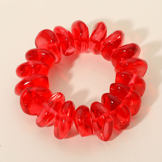 Red Pebble Beaded Statement Bracelet