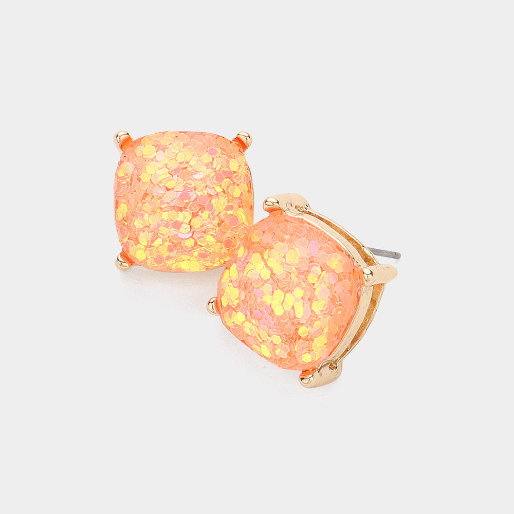 Druzy Square Cluster Sparkle Stud Earrings