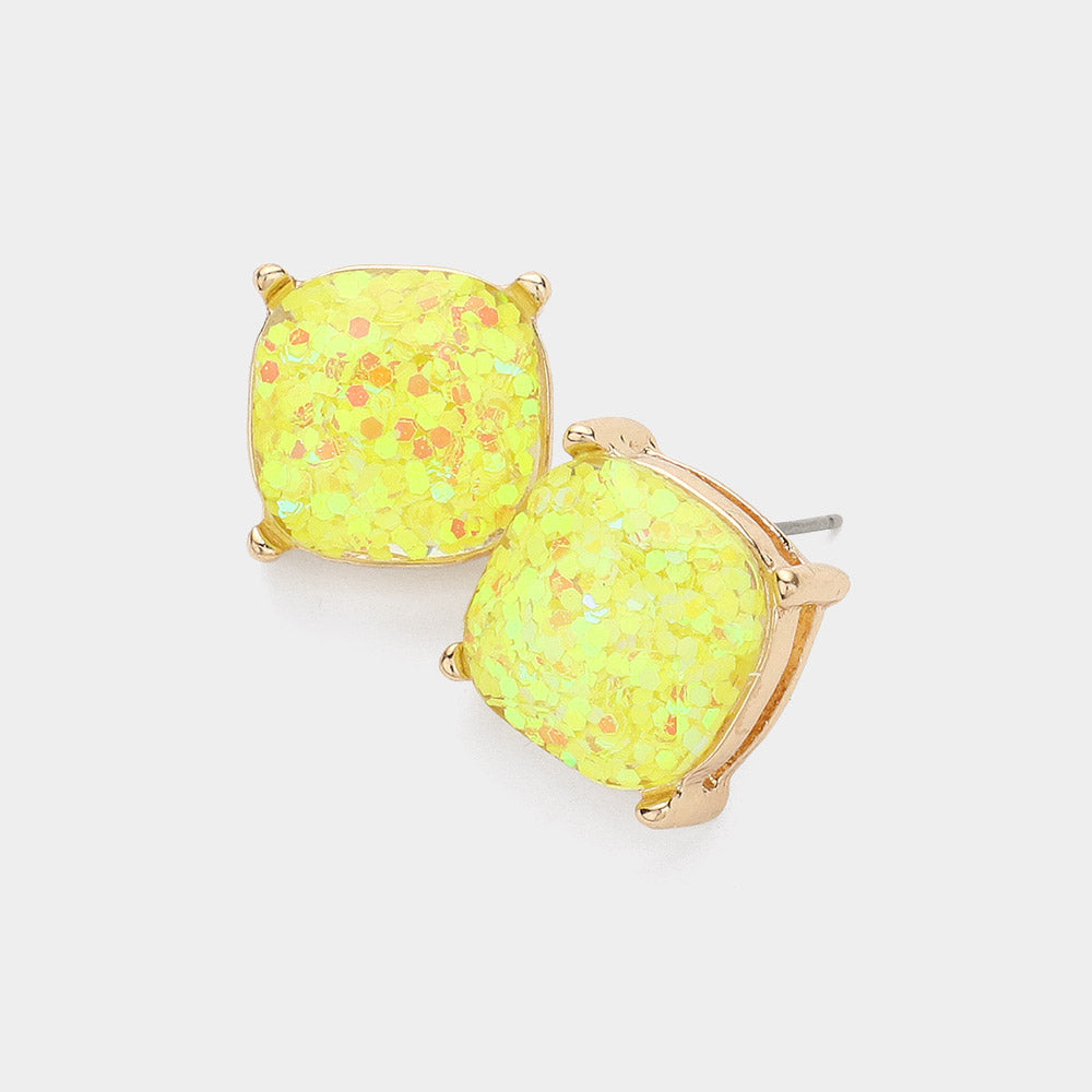 Druzy Square Cluster Sparkle Stud Earrings