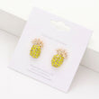 Crystal Pave Rhinestone Tropical Pineapple Stud Earrings