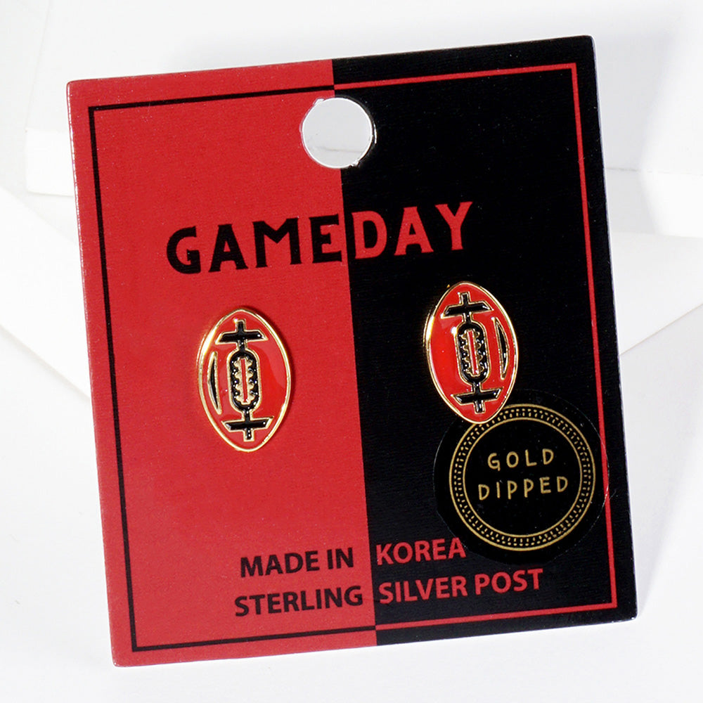 GAMEDAY 18K Gold Dipped Enamel Garnet Black Team Earrings
