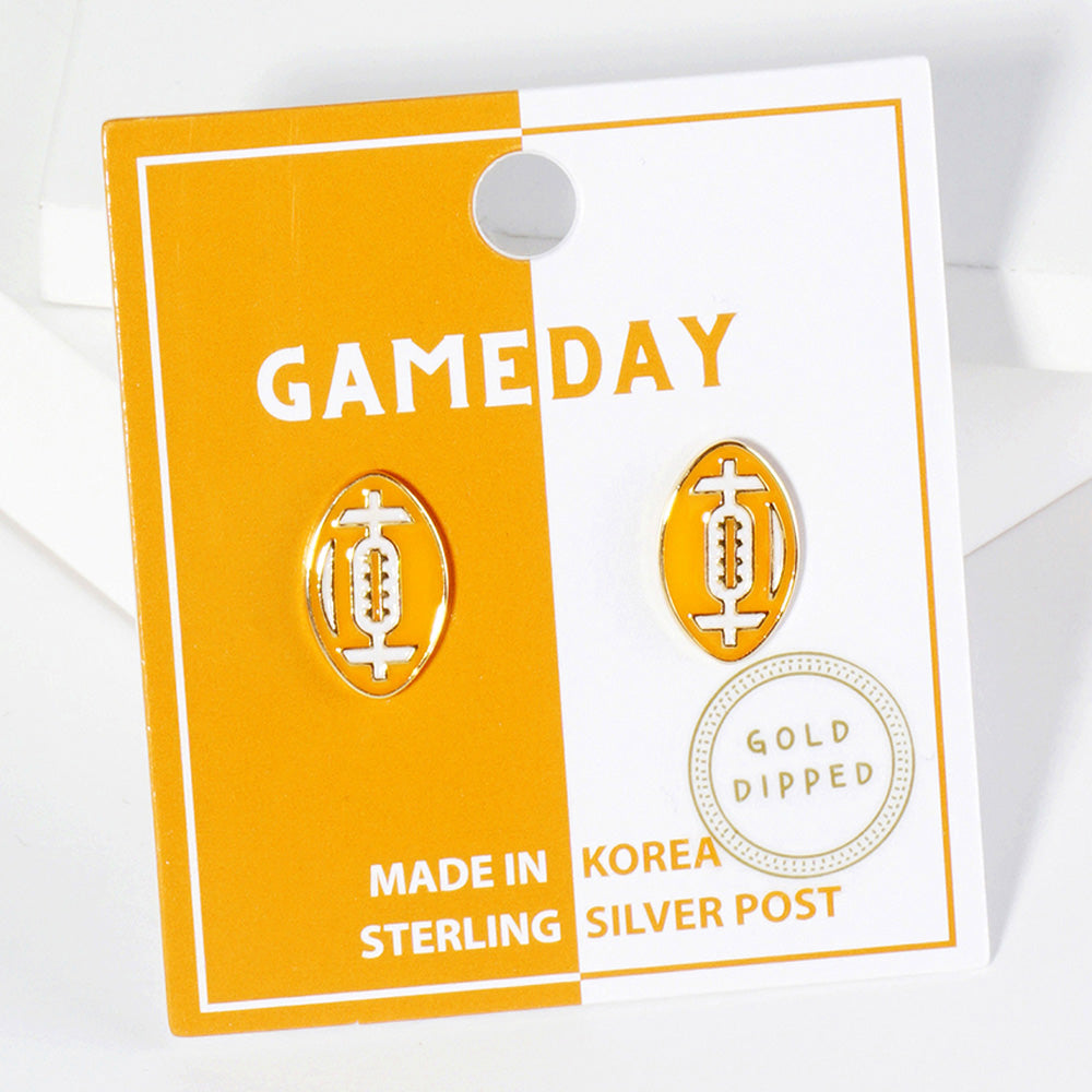 GAMEDAY 18K Gold Dipped Enamel Orange White Team Earrings