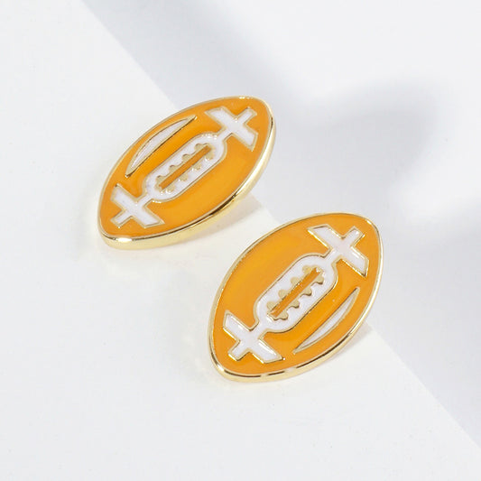 GAMEDAY 18K Gold Dipped Enamel Orange White Team Earrings