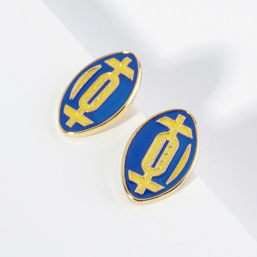 GAMEDAY 18K Gold Dipped Enamel Blue Yellow Team Earrings