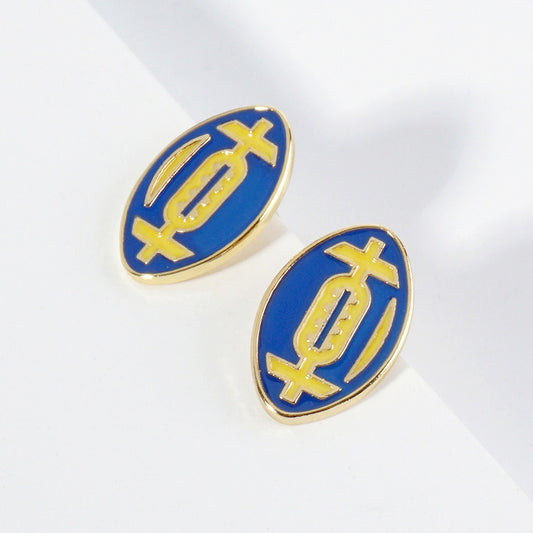GAMEDAY 18K Gold Dipped Enamel Blue Yellow Team Earrings