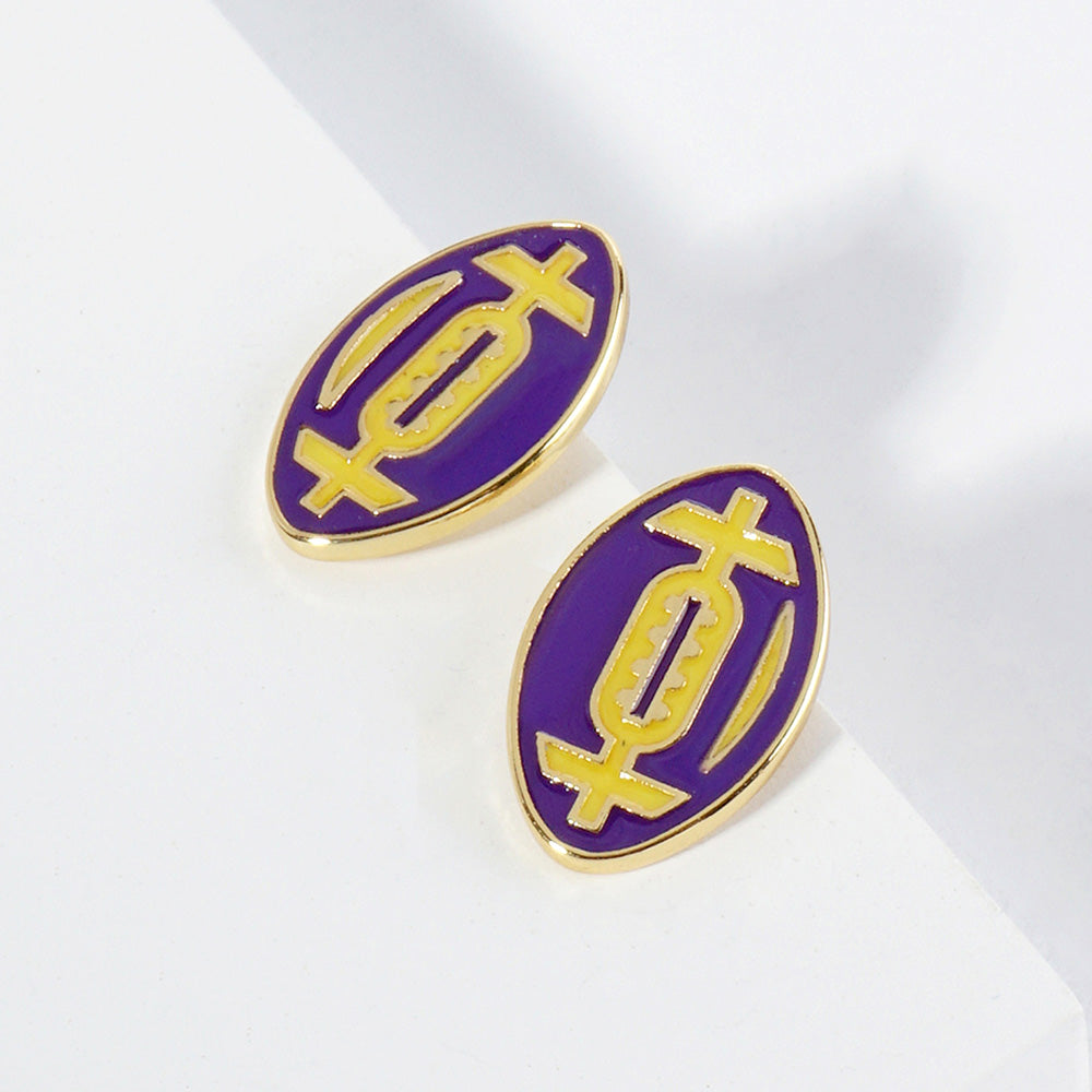 GAMEDAY 18K Gold Dipped Enamel Purple Yellow Team Earrings
