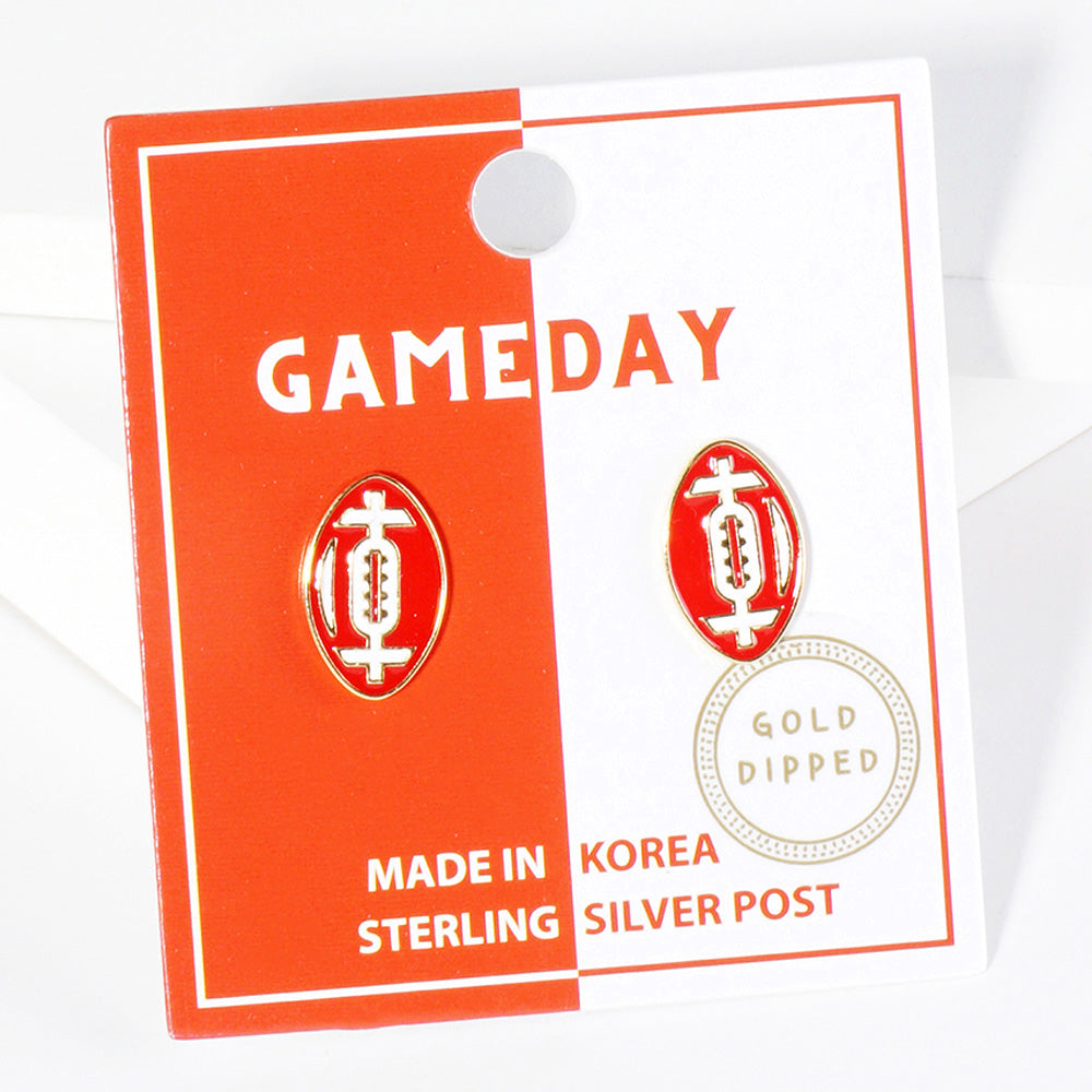 GAMEDAY 18K Gold Dipped Enamel Red White Team Earrings