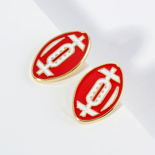 GAMEDAY 18K Gold Dipped Enamel Red White Team Earrings