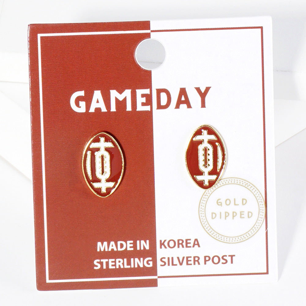 GAMEDAY 18K Gold Dipped Enamel Crimson White Team Earrings