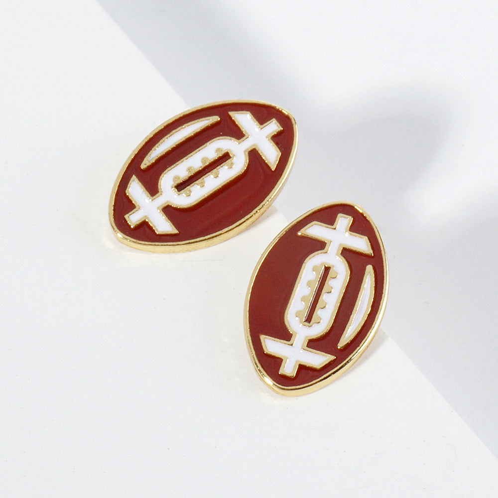 GAMEDAY 18K Gold Dipped Enamel Crimson White Team Earrings