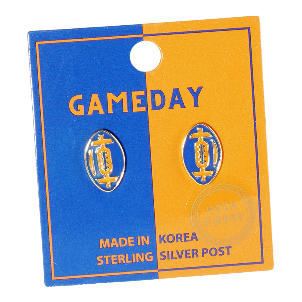 GAMEDAY 18K Gold Dipped Enamel Orange Blue Team Earrings