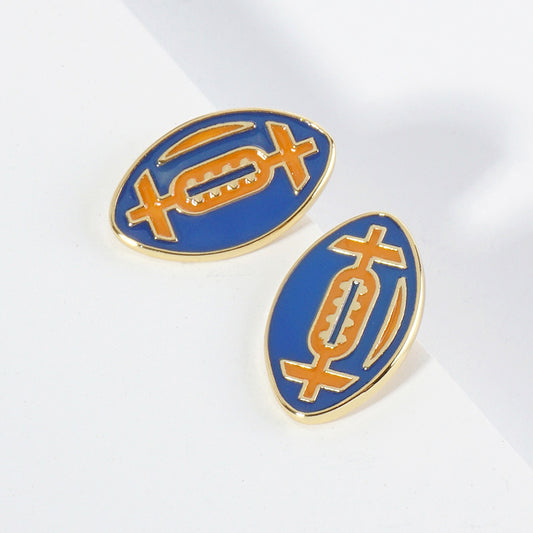 GAMEDAY 18K Gold Dipped Enamel Orange Blue Team Earrings