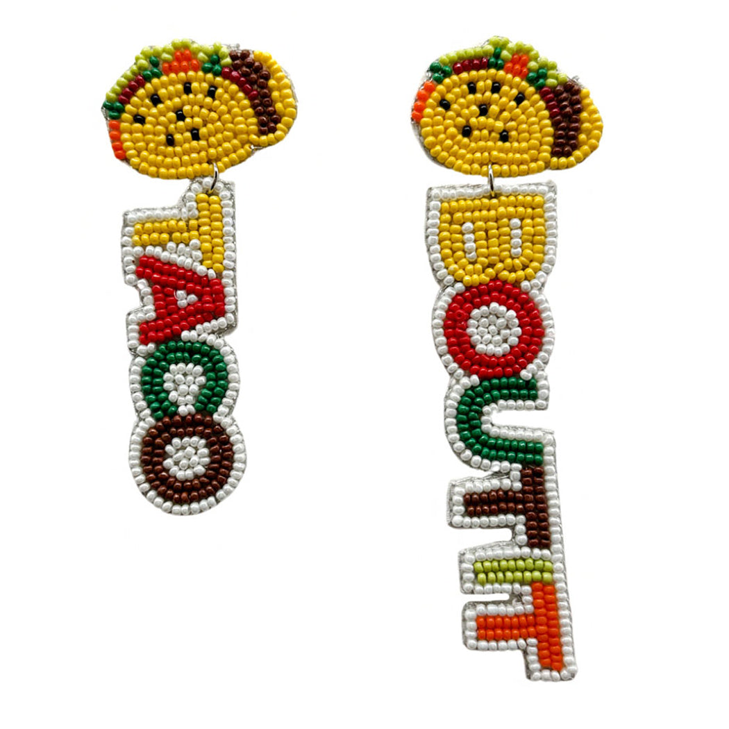 Taco Bout It Mexican Food Seed Beaded Earrings