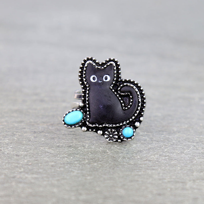 Purrfect Outlaw Black Cat Ring