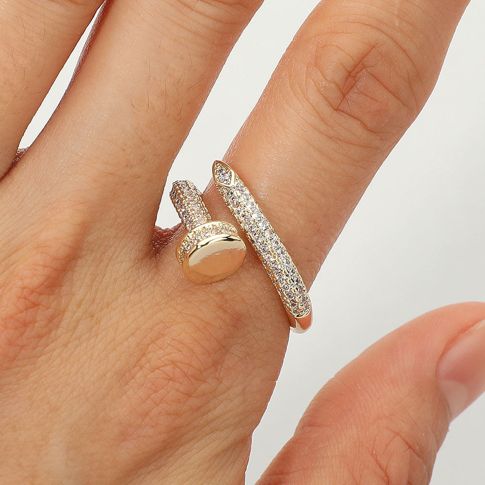 CZ Sparkle Gold Nail Wrap Ring