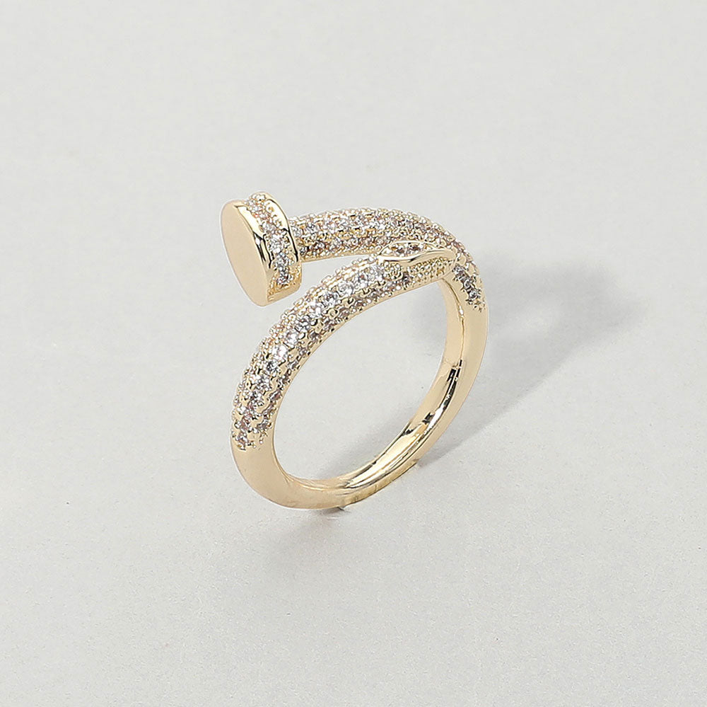 CZ Sparkle Gold Nail Wrap Ring