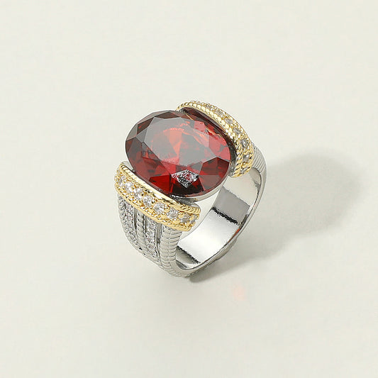 Ruby Two-Tone Band Statement Ring