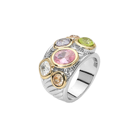 Elise Multi Gemstone Cluster 18K Gold Ring