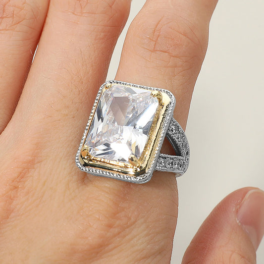 Bold Beauty CZ Duo-Tone Statement Ring