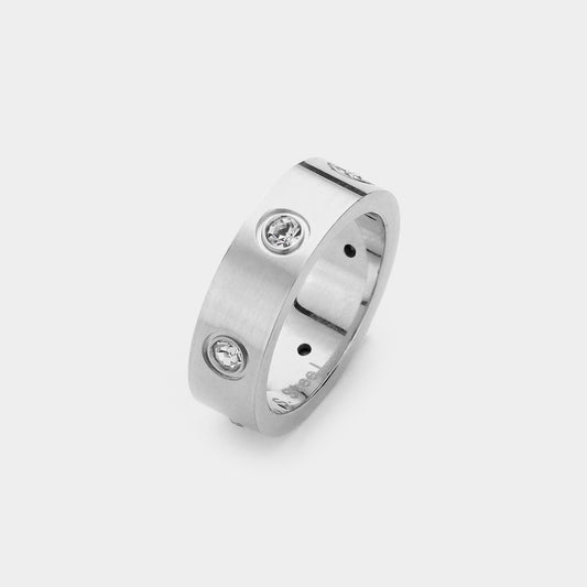 Cubic Zirconia Stainless Steel Unisex Band Ring