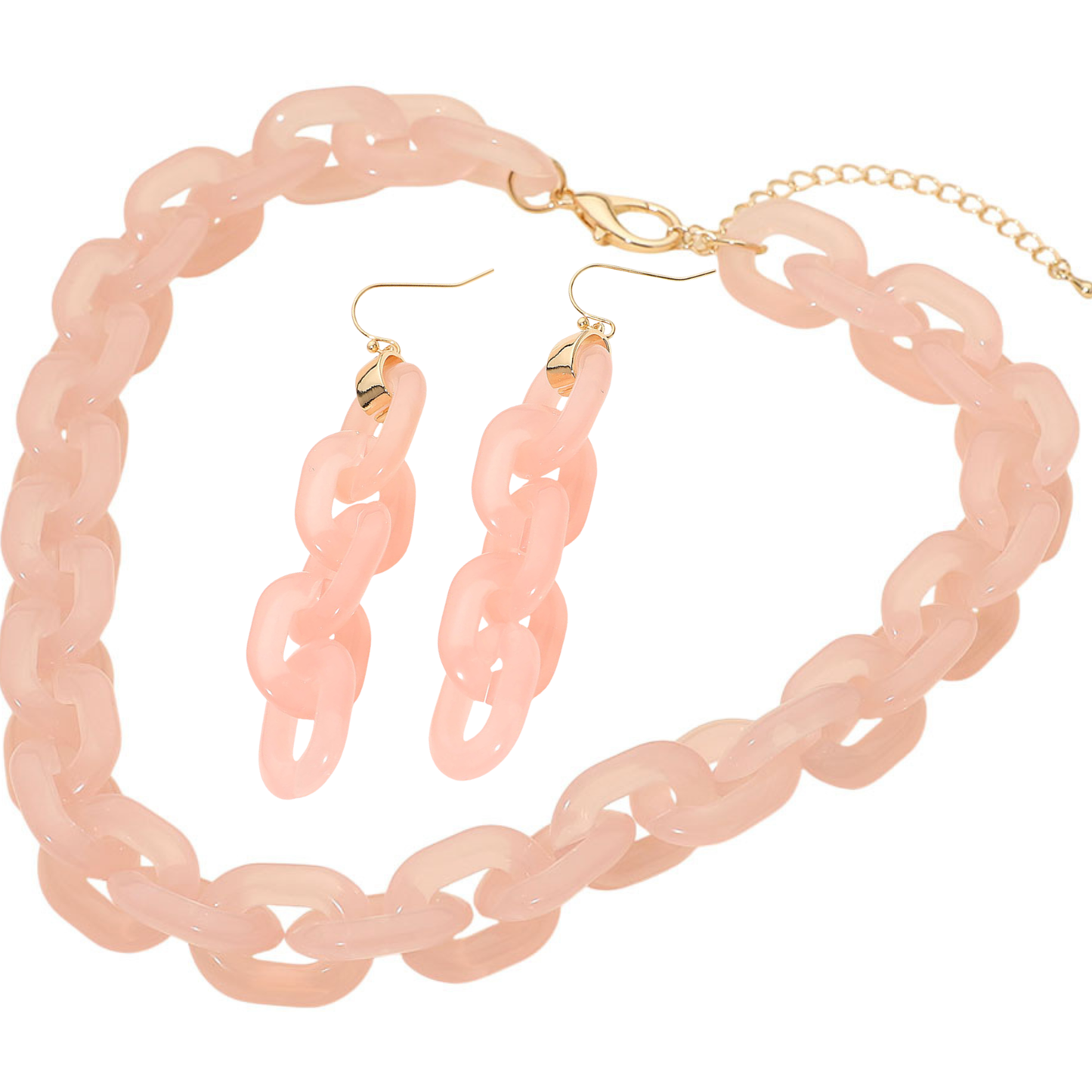 Arden Aqua Chunky Chain Link Necklace & Earrings SET