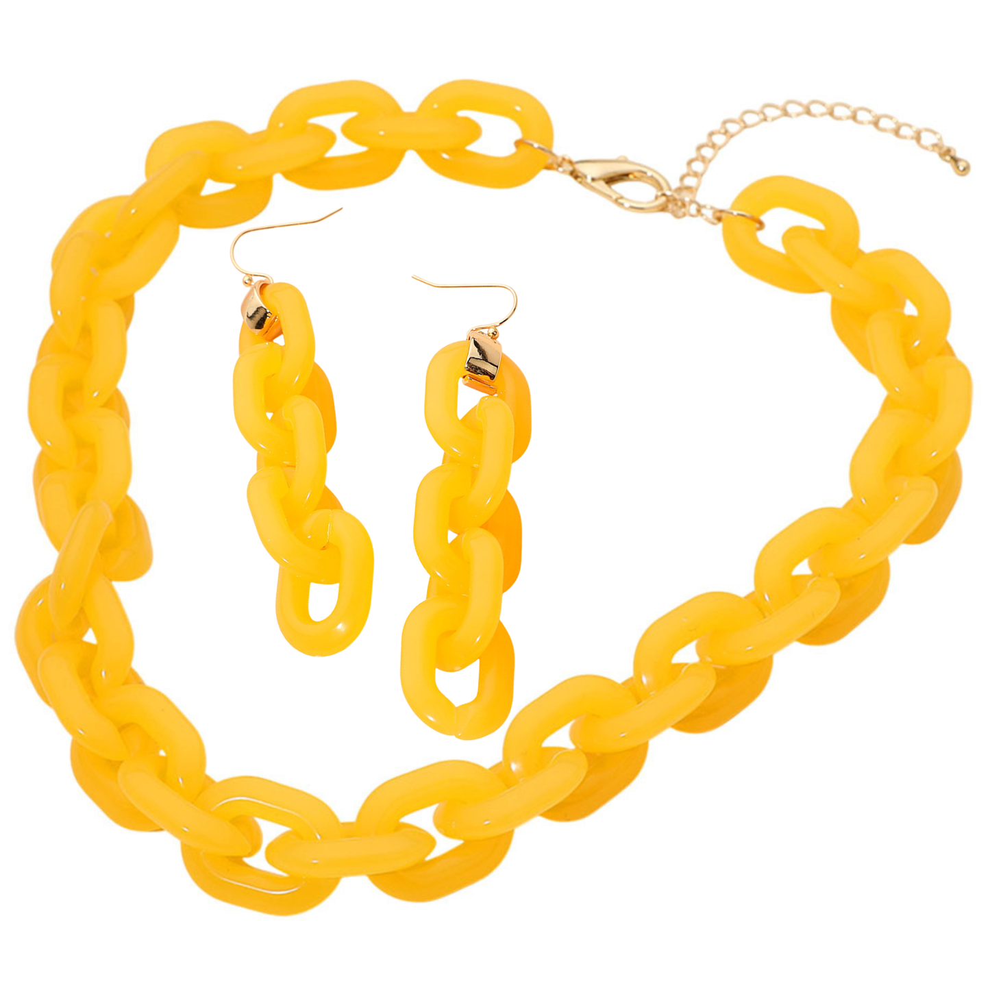 Arden Aqua Chunky Chain Link Necklace & Earrings SET